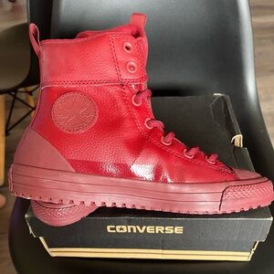 Converse Bold Red Synthetic Leather High-Tops